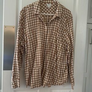 J Crew Factory light weight tan gingham flannel. 3X. EUC. Super soft!
